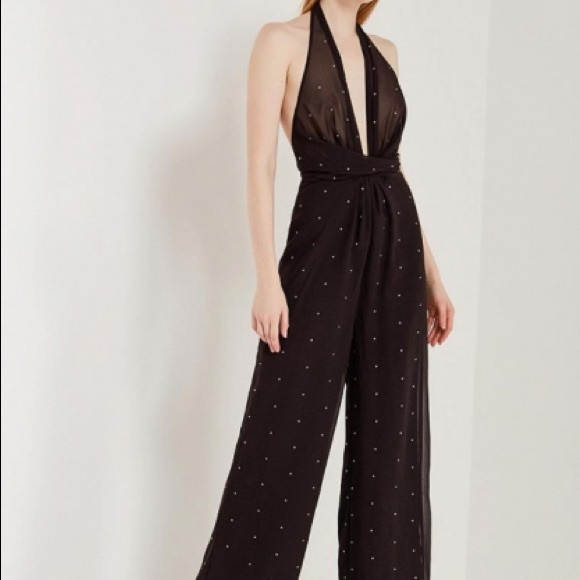 Topshop Black Crystal Halter Jumpsuit - Picture 1 of 4